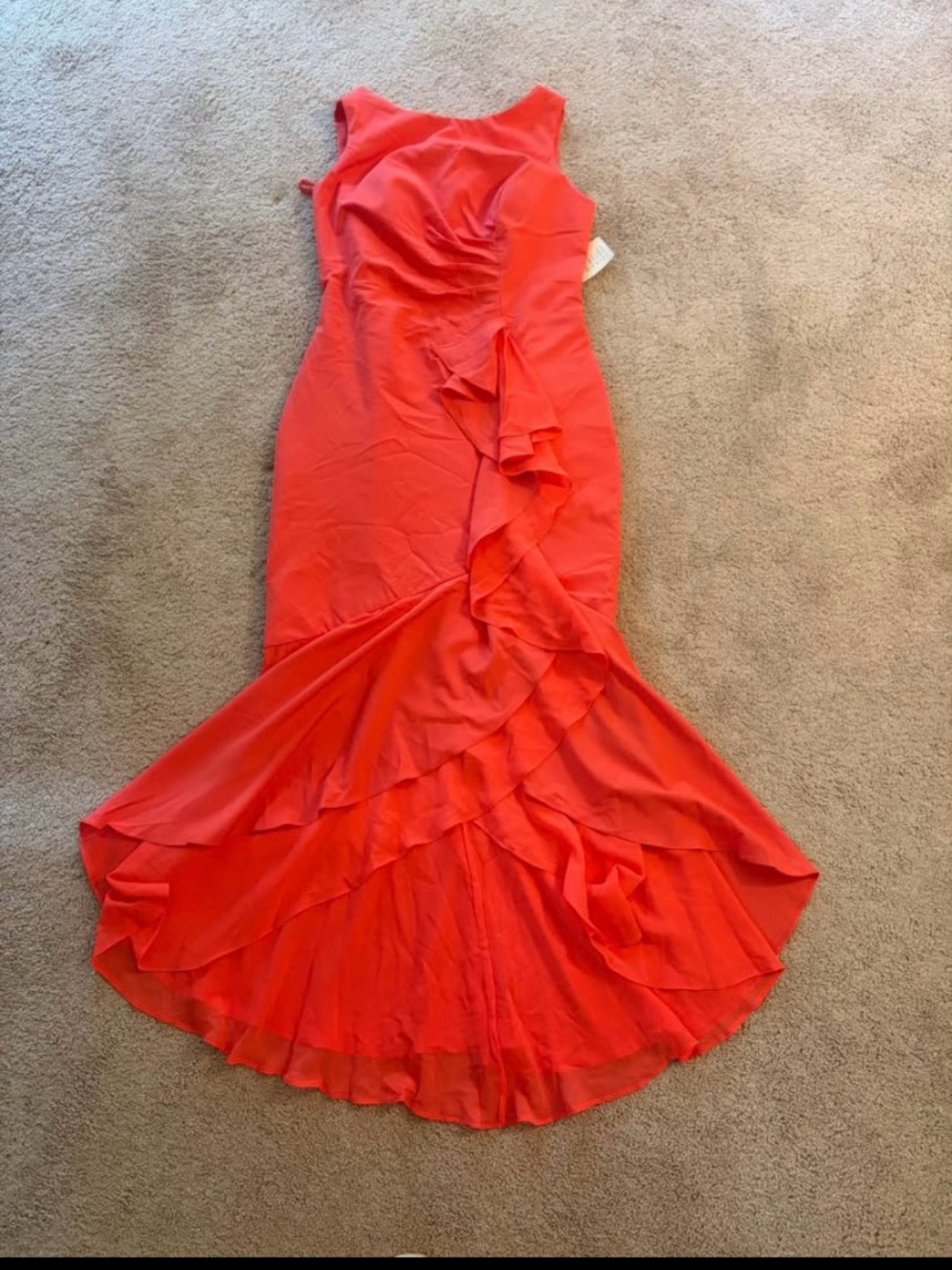 Red Ruffle Mermaid Maxi Dress